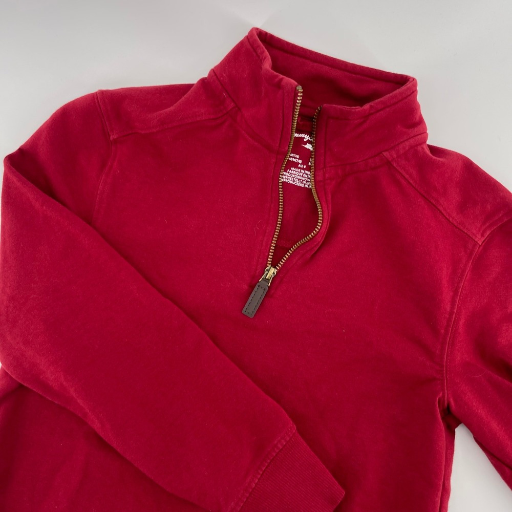 Tommy Bahama Pullover Sweatshirt Quarter Zip Red Casual‎ Top Kids Size M
